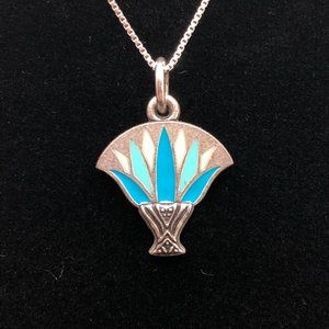 Silver Alex and Ani Blue Lotus Necklace
